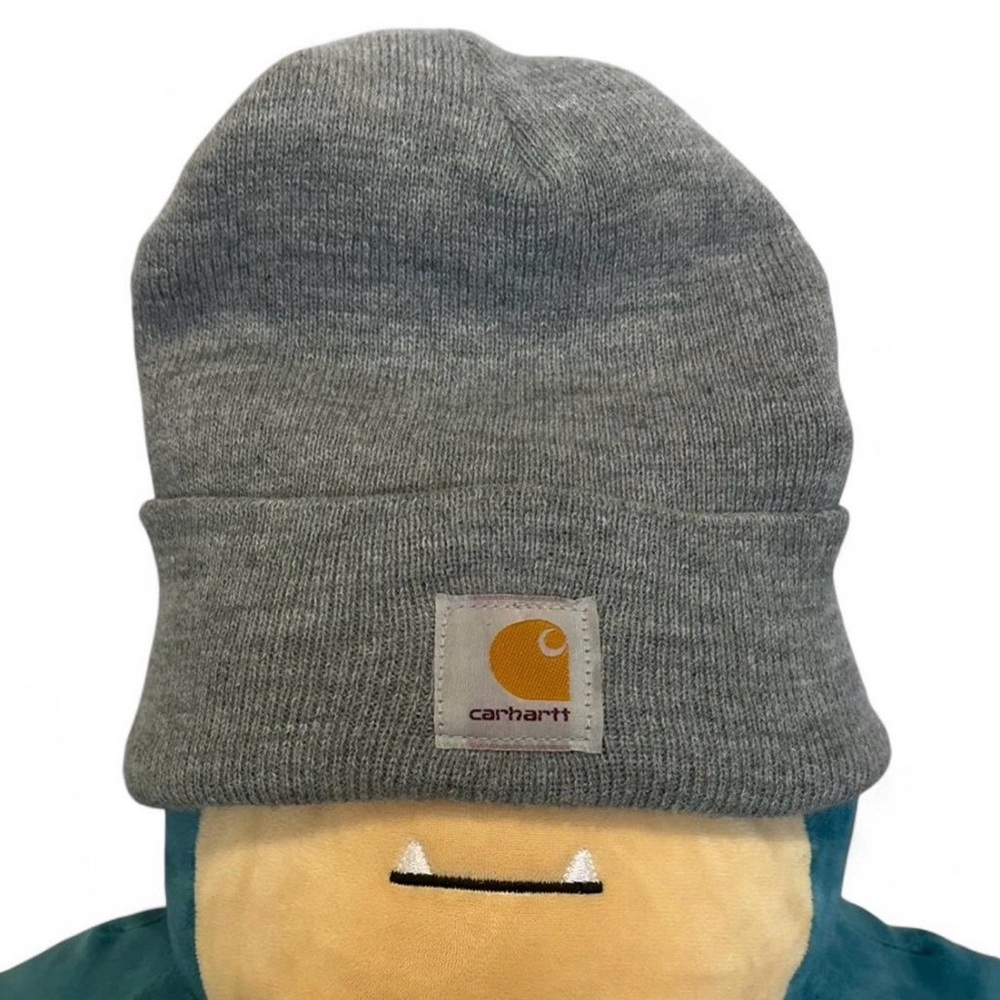 Carhartt Gray Cuffed Beanie with Gold Logo Patch